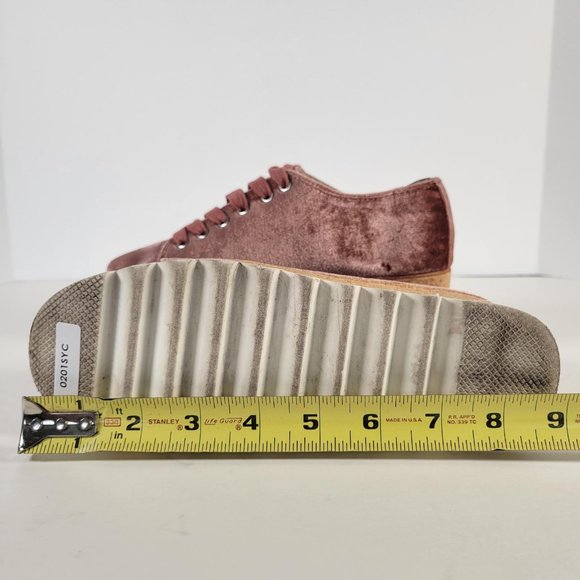 STEVE MADDEN Pink KORRIE Velour Cork Chunky Heel Lace Up Shoes Women Size 5.5 - Picture 10 of 11